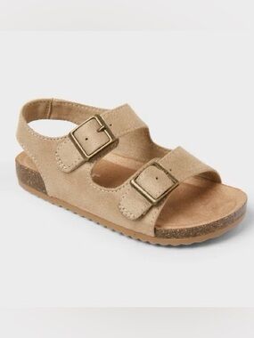 Cat & Jack Kids' Tan Suede Double Buckle Sandals Size 7